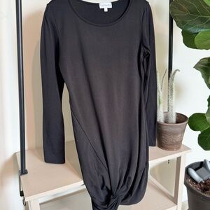 Chic Black Long Sleeve Dress with Knot Detail